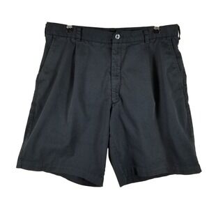 Nike Golf Mens Black Pleated Twill Shorts Size 36 Swoosh Logo Cotton Blend